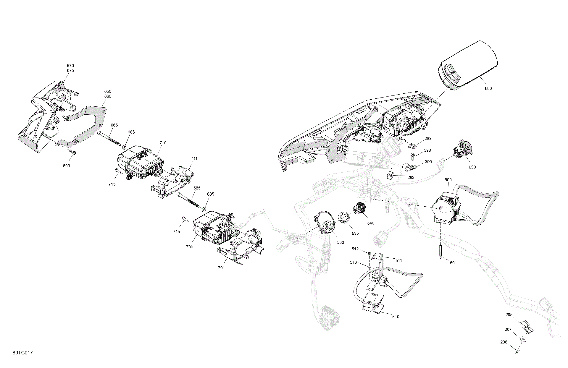 An Image of a Genuine Can-Am Parts Schematic Diagram showing the schematic - ELECTRIC - FRONT SECTION