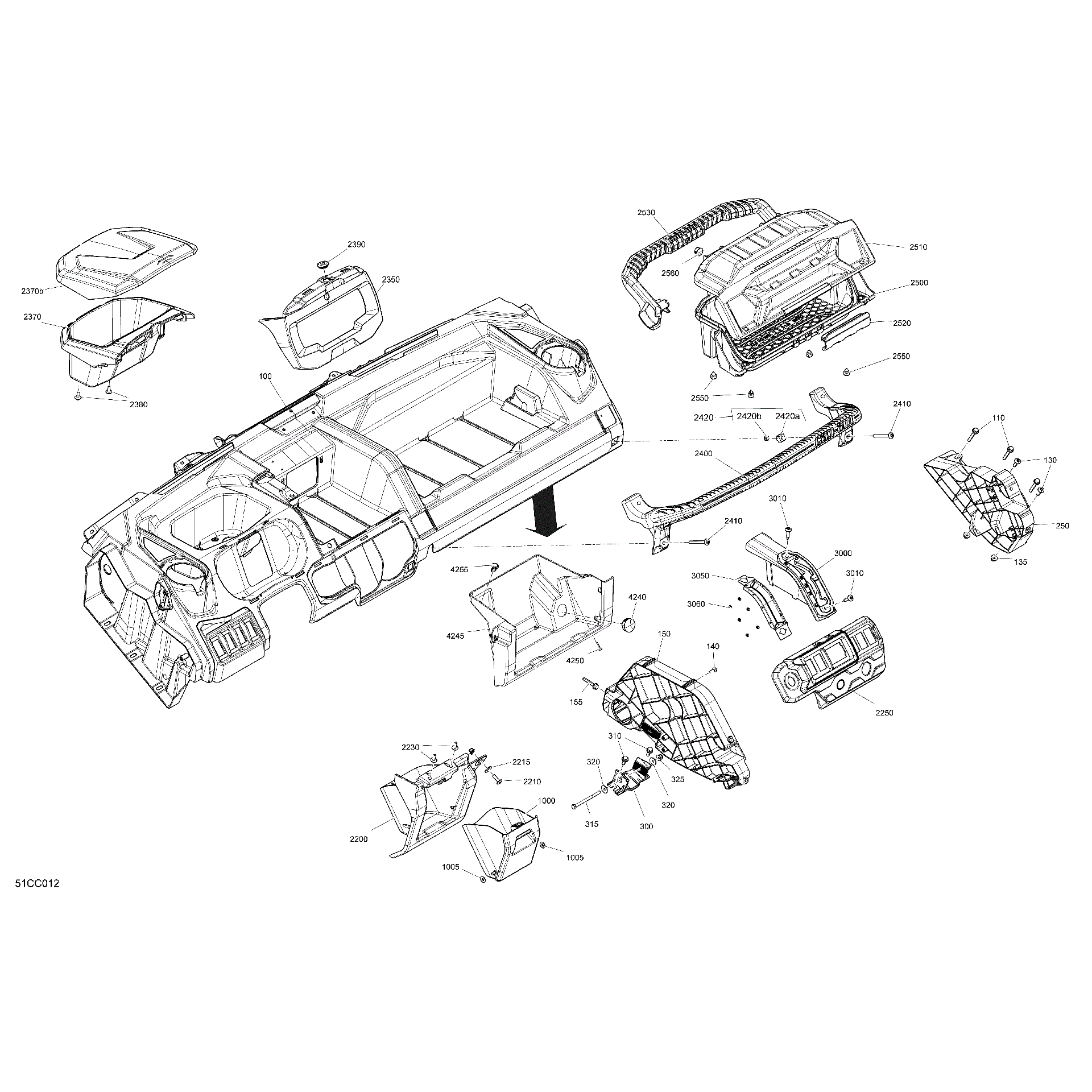 An Image of a Genuine Can-Am Parts Schematic Diagram showing the schematic - CAB INTERIOR - DASHBOARD