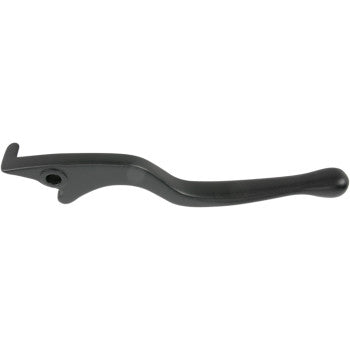 The Brake Lever Black by Parts Unlimited is a black metal replacement lever with a curved, hook-shaped design, rounded end, and attachment hole—ideal for identifying or upgrading your alloy brake levers.
