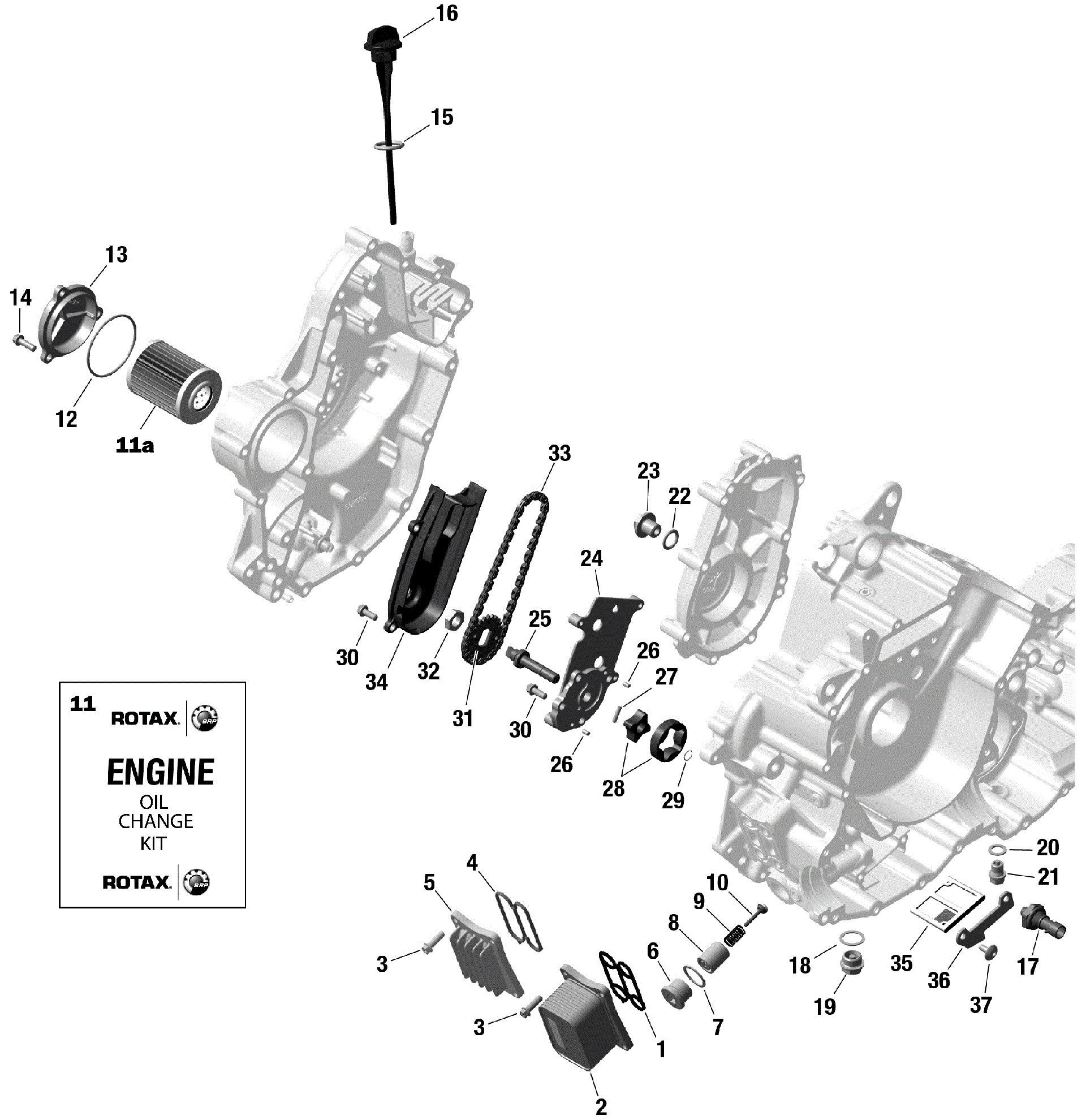 An Image of a Genuine Can-Am Parts Schematic Diagram showing the schematic - ROTAX - ENGINE LUBRICATION