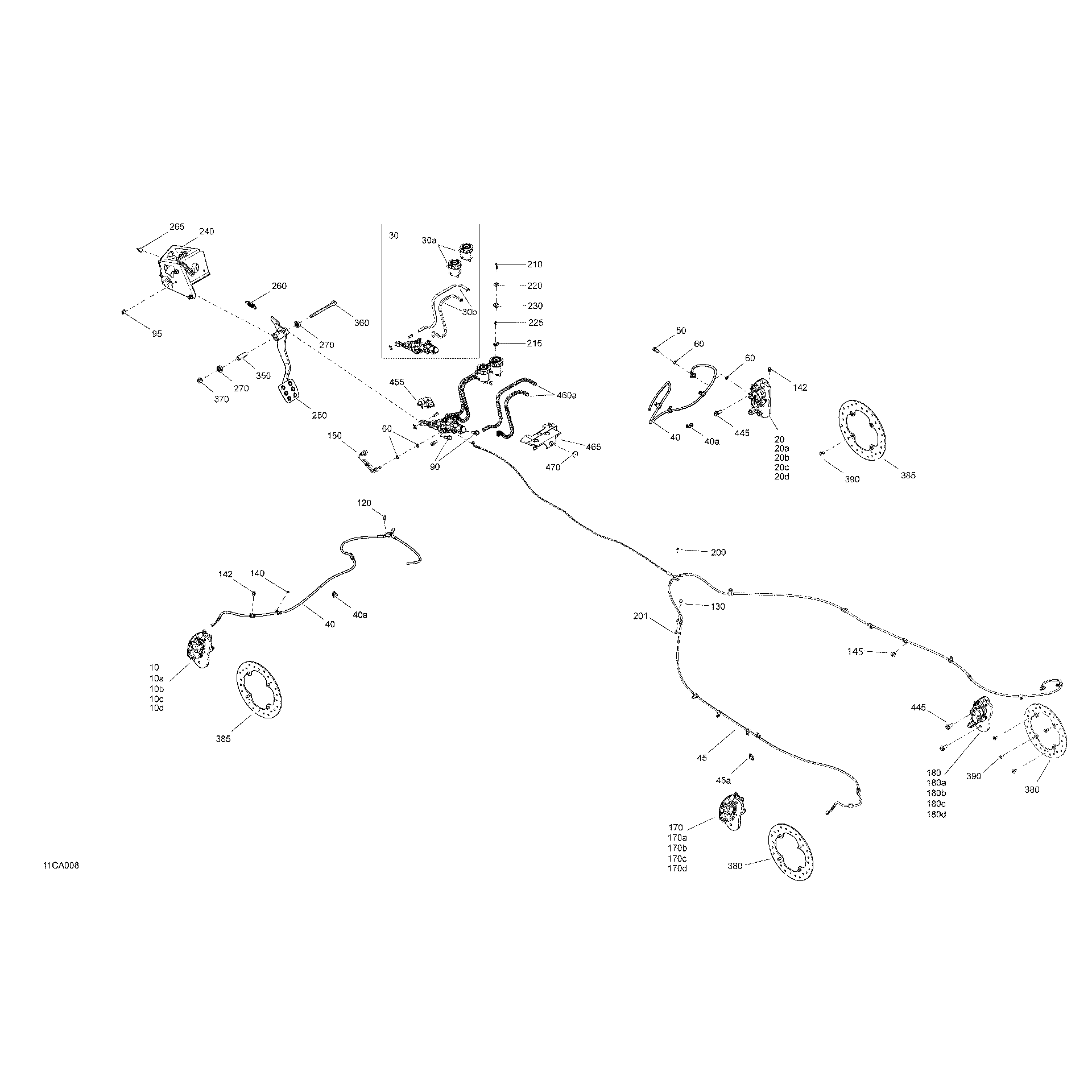 An Image of a Genuine Can-Am Parts Schematic Diagram showing the schematic - MECHANIC - BRAKES