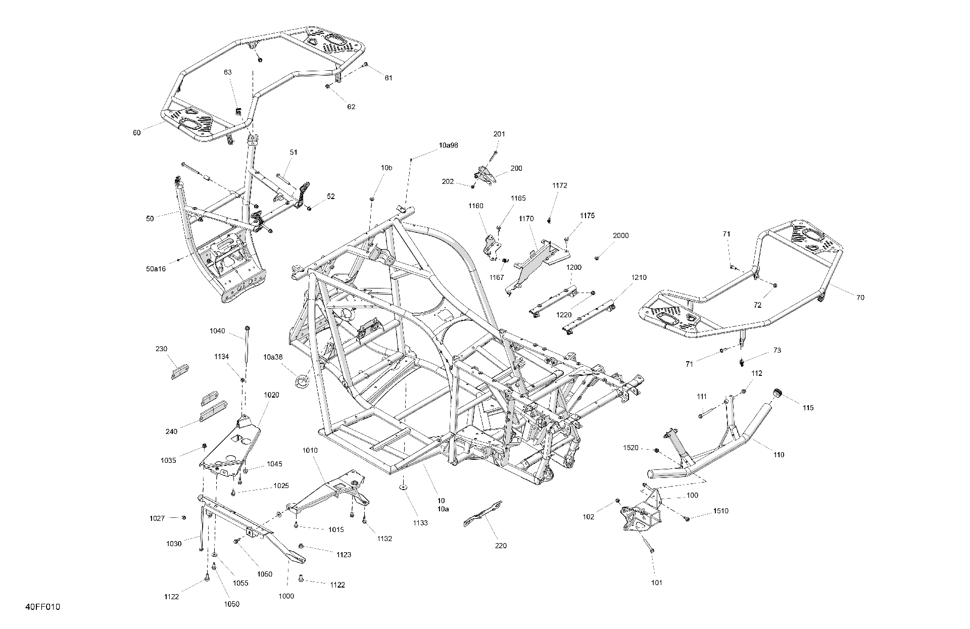 An Image of a Genuine Can-Am Parts Schematic Diagram showing the schematic - FRAME - SYSTEM