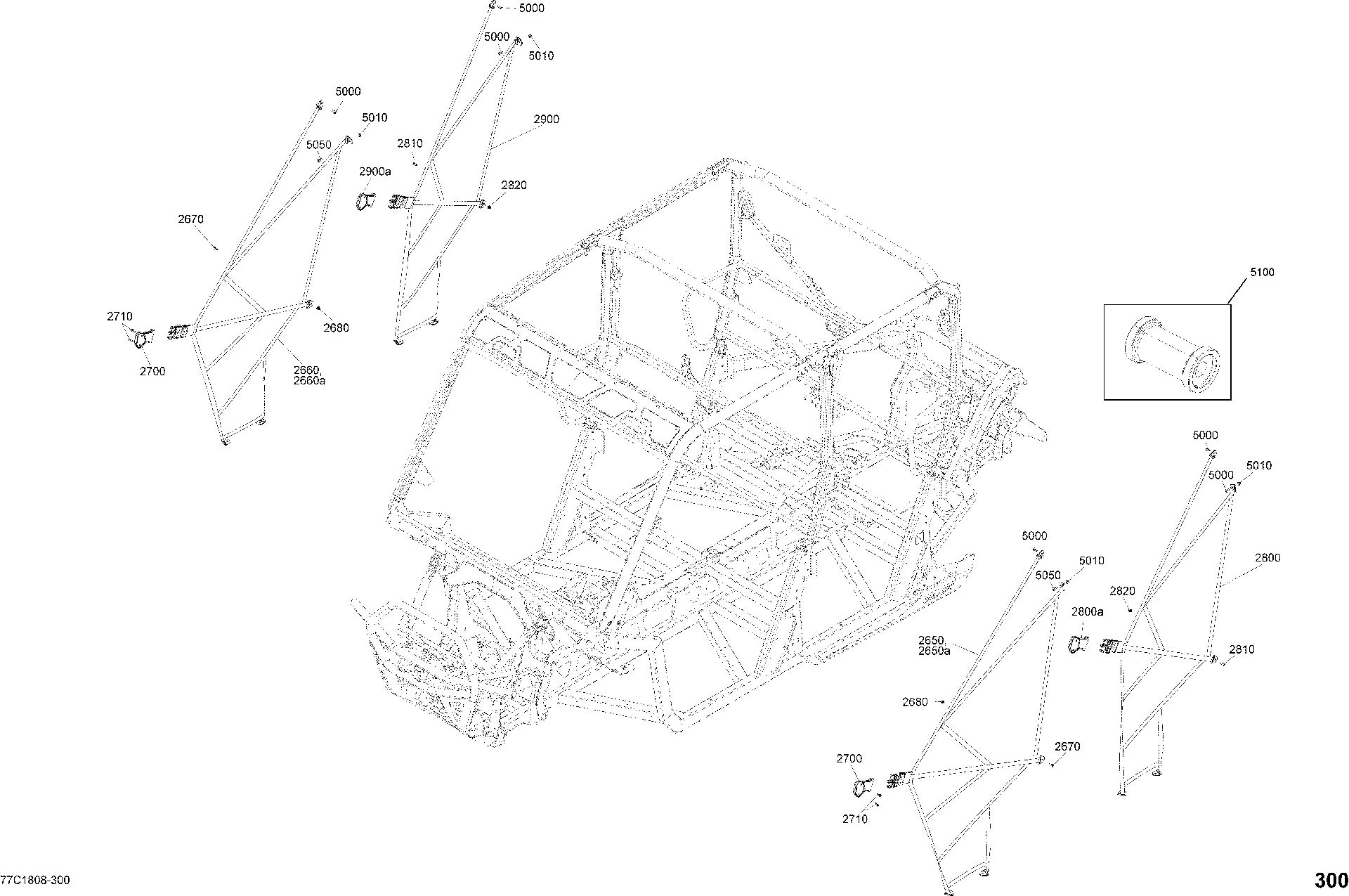 An Image of a Genuine Can-Am Parts Schematic Diagram showing the schematic - CAB INTERIOR PROTECTION DEFENDER MAX