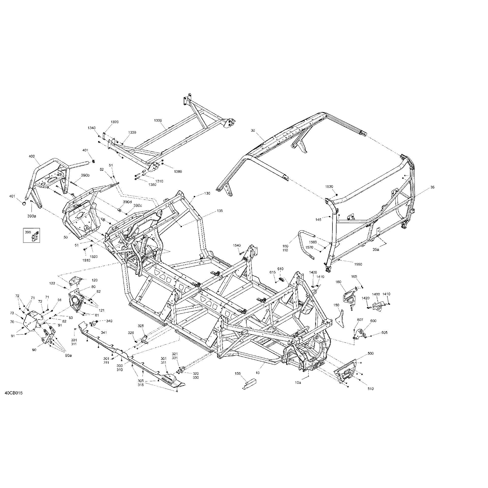 An Image of a Genuine Can-Am Parts Schematic Diagram showing the schematic - FRAME - SYSTEM