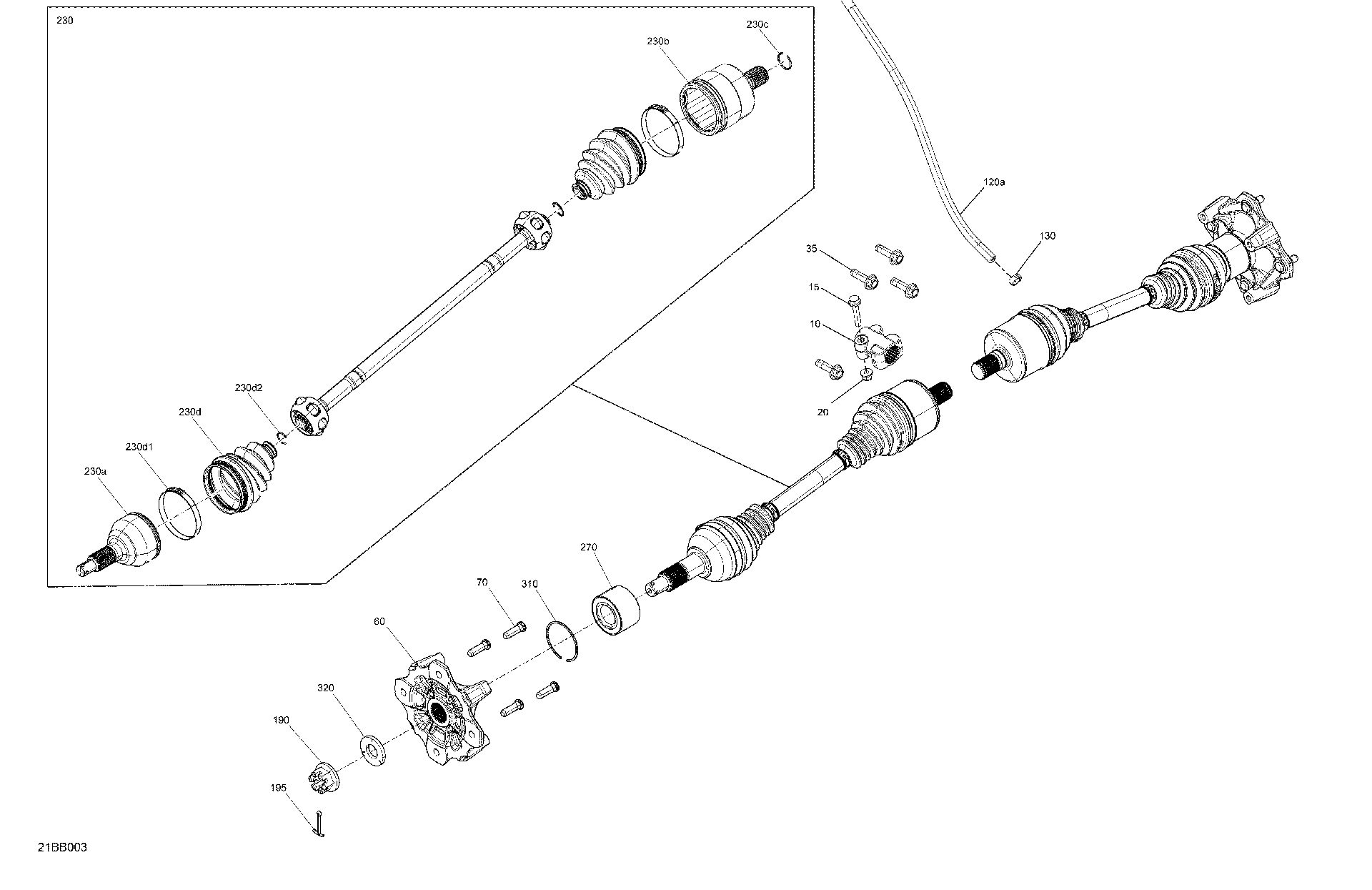An Image of a Genuine Can-Am Parts Schematic Diagram showing the schematic - DRIVE - REAR - COMMON PARTS