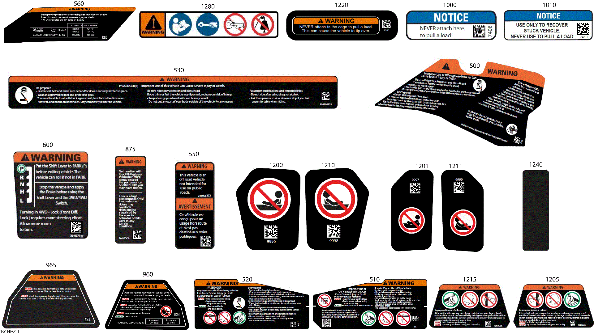 An Image of a Genuine Can-Am Parts Schematic Diagram showing the schematic - BODY - WARNING DECALS