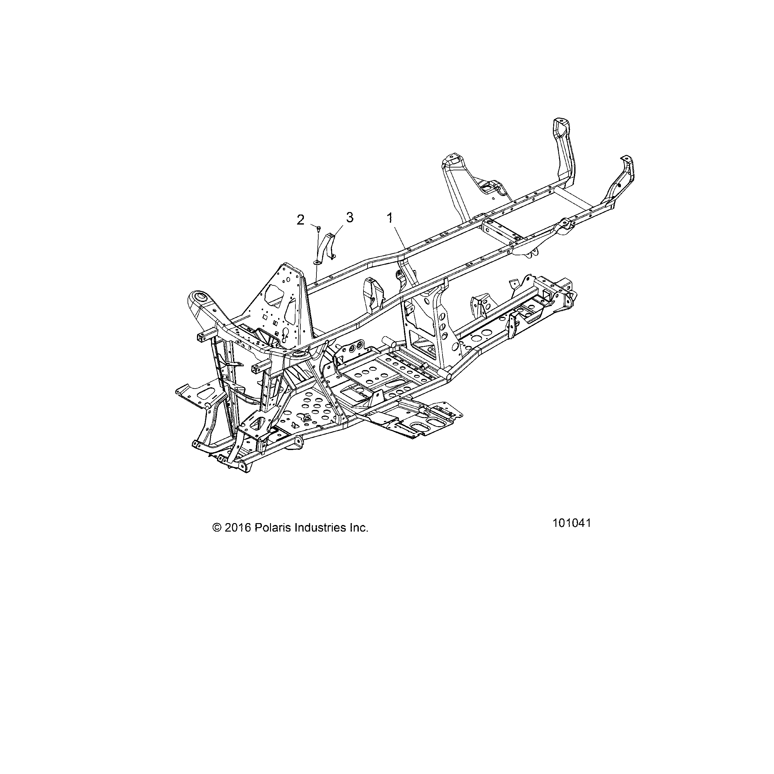 An Image of a Genuine Polaris Parts Schematic Diagram showing the schematic - CHASSIS: FRAME - 2019 POLARIS SPORTSMAN TOURING 570 EFI/EPS