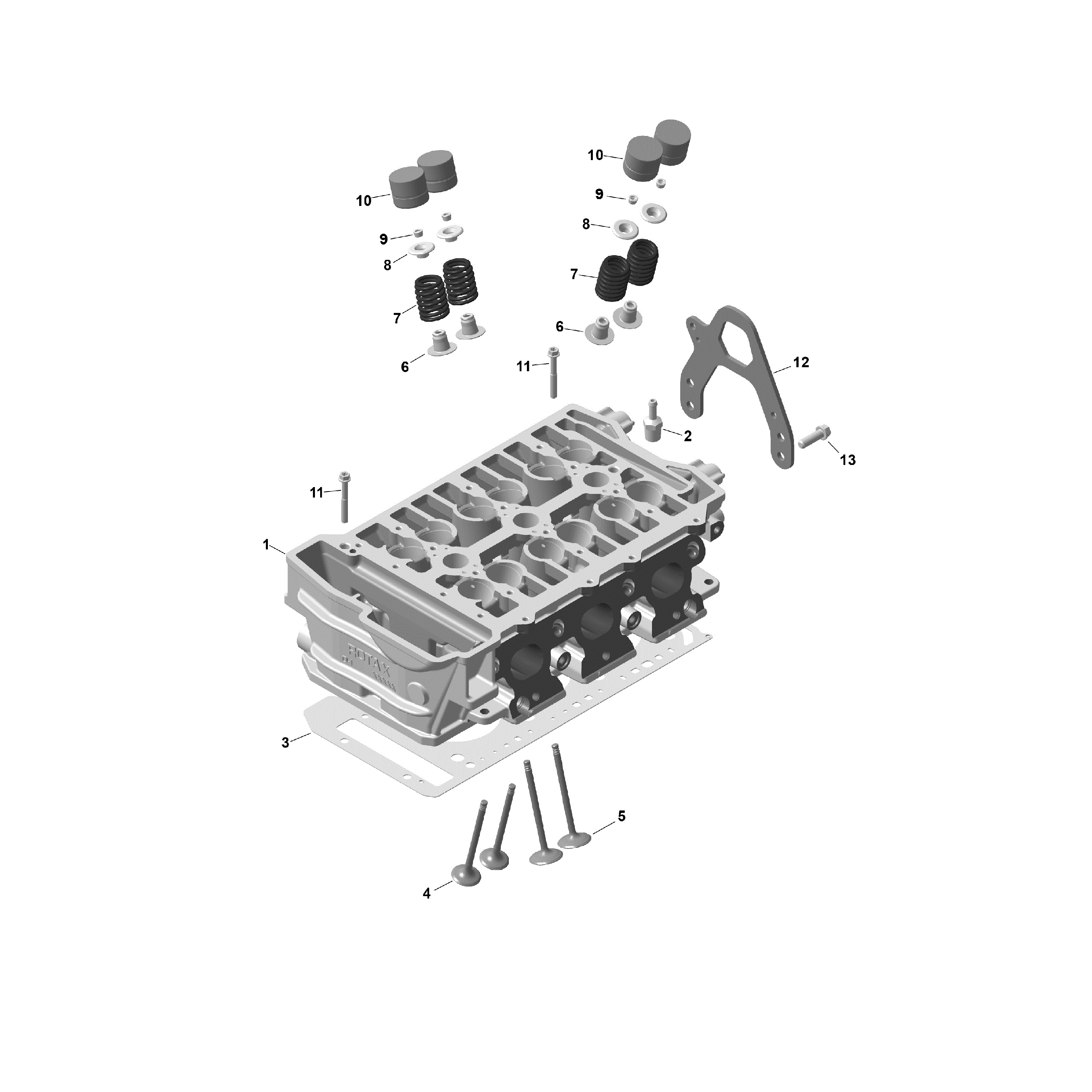 An Image of a Genuine Can-Am Parts Schematic Diagram showing the schematic - ROTAX - CYLINDER HEAD