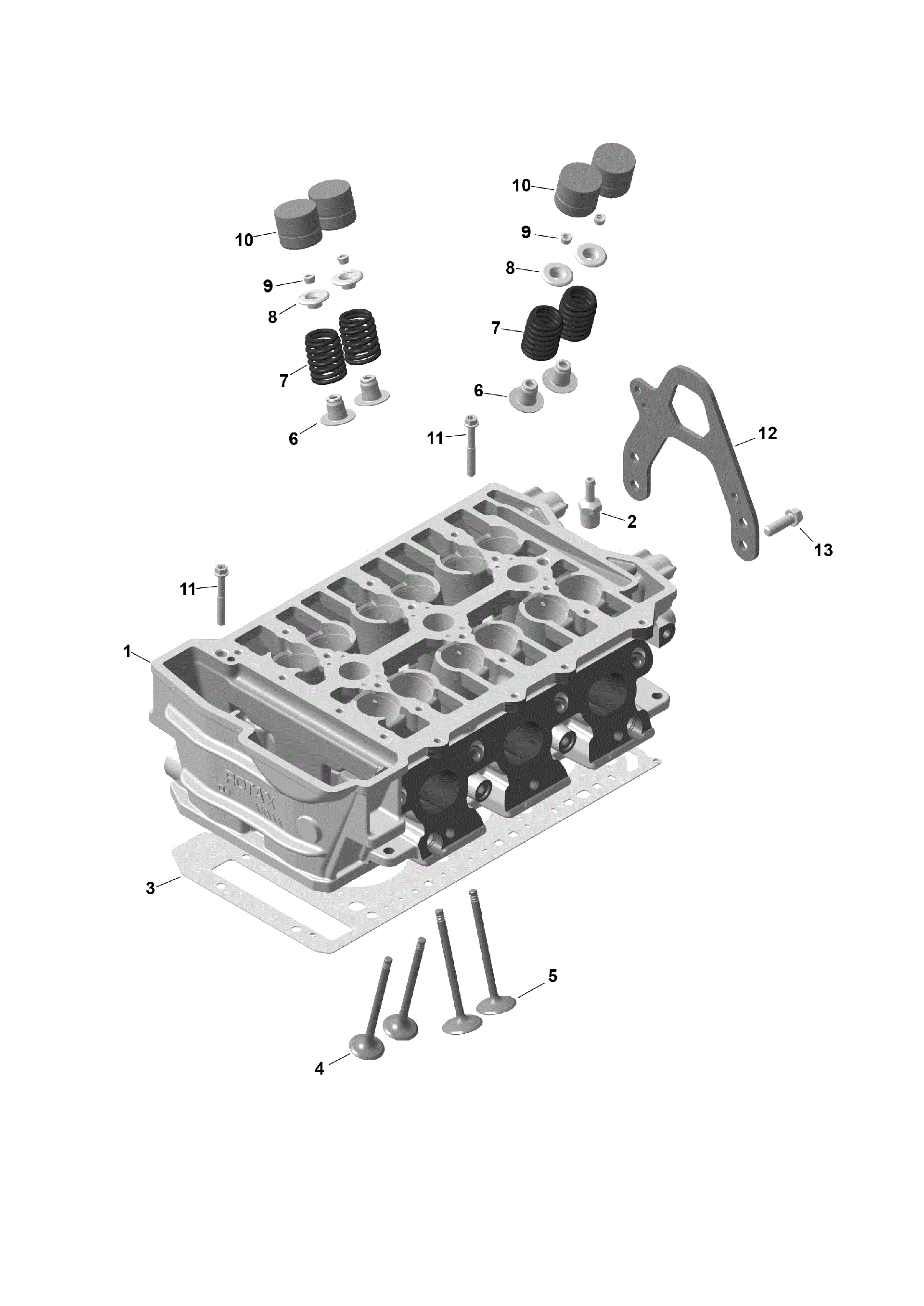 An Image of a Genuine Can-Am Parts Schematic Diagram showing the schematic - ROTAX - CYLINDER HEAD