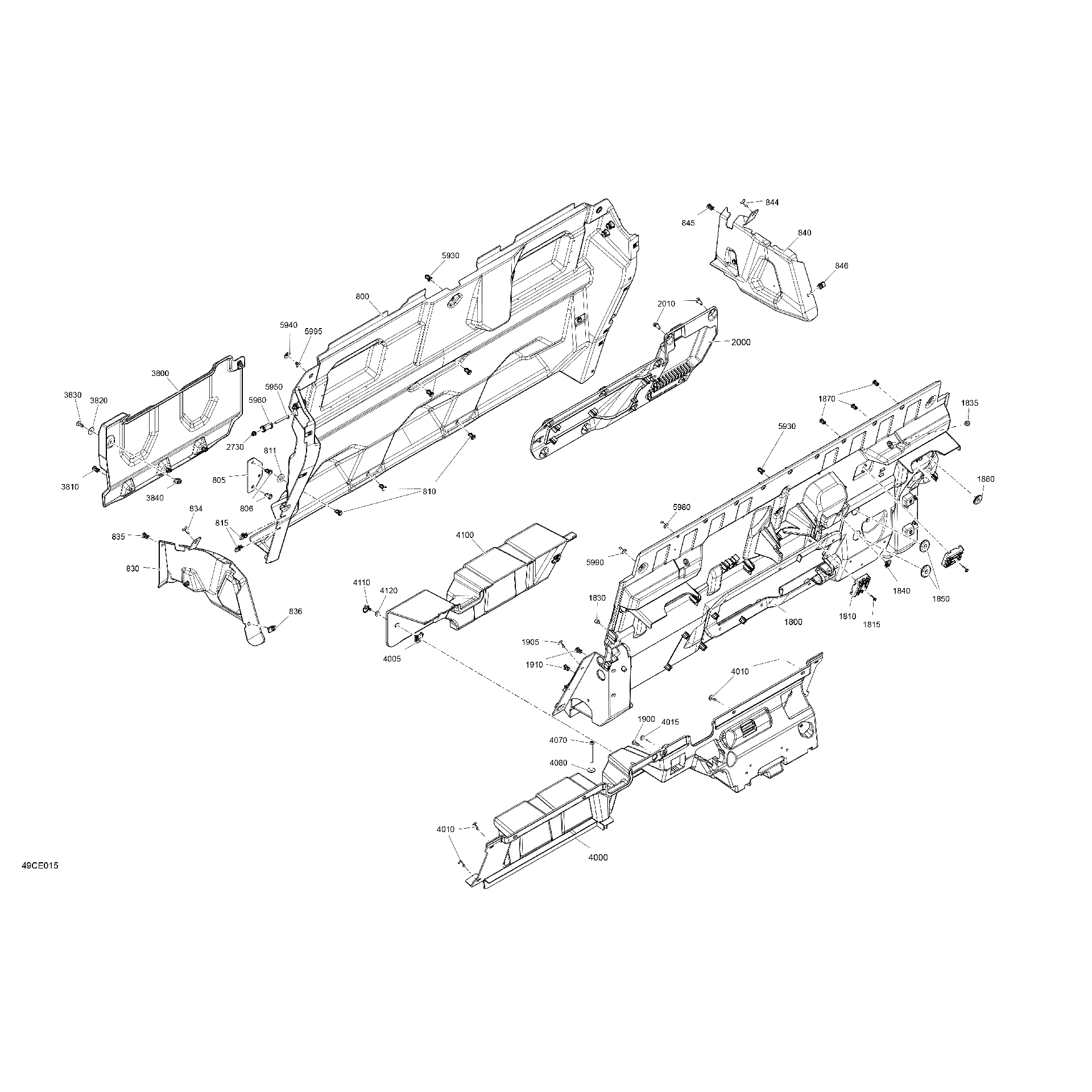 An Image of a Genuine Can-Am Parts Schematic Diagram showing the schematic - CAB INTERIOR - BACK WALL