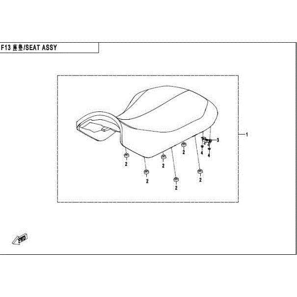 An Image of a genuine CFMOTO Parts Schematic Diagram showing the group - SEAT ASSY - 2016 CFMOTO CFORCE 400