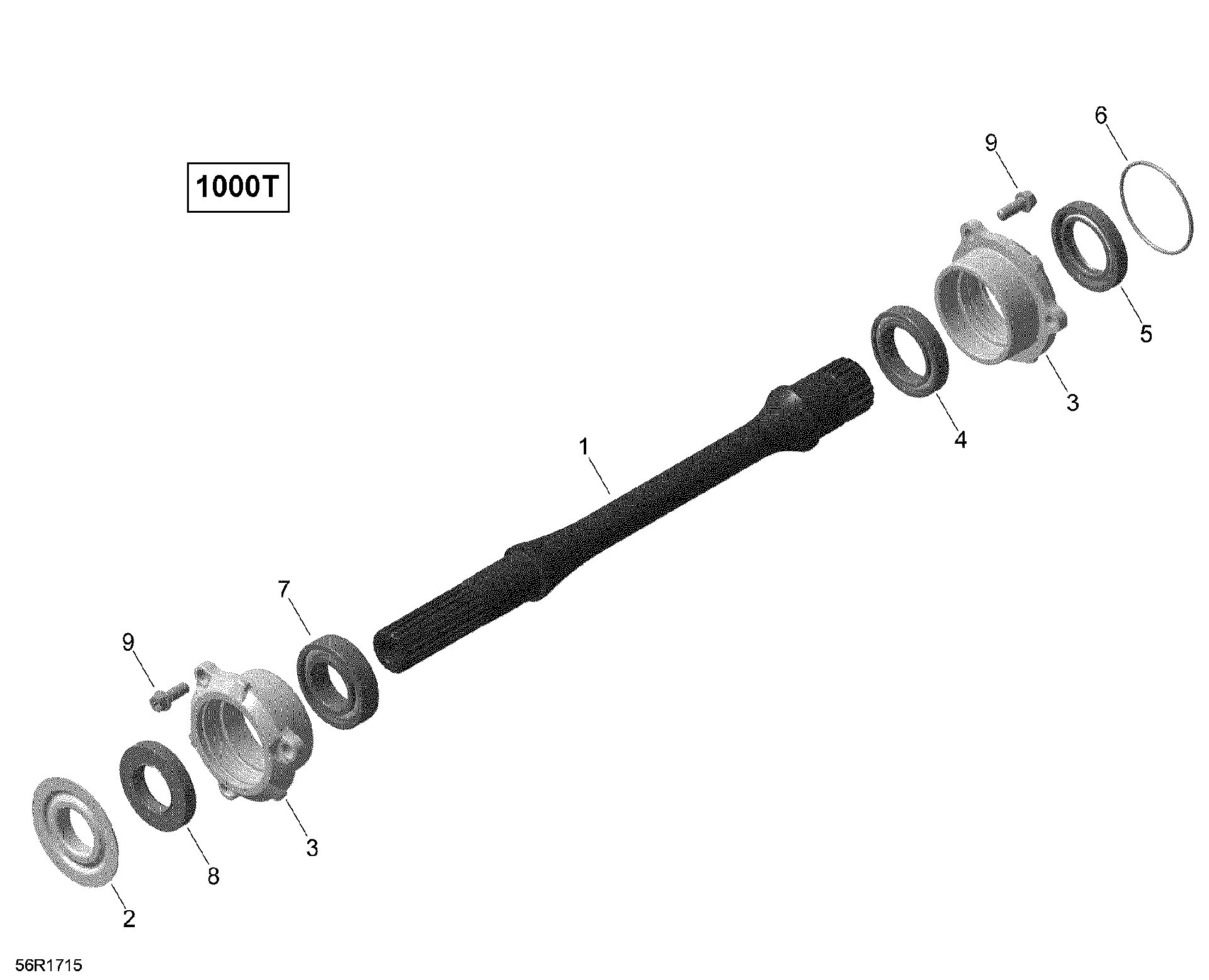 An Image of a Genuine Can-Am Parts Schematic Diagram showing the schematic - DRIVE SHAFT - TURBO