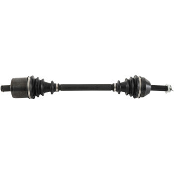 The Polaris Ranger Axle Kit Complete 8 Ball Extreme Duty Front Left & Right by All Balls features a black chromoly shaft with precision ball bearings and rubber boots, delivering a strong axle solution for torque transmission in vehicles.