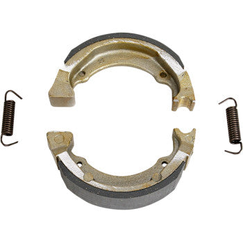 The Brake Shoes by Ebc feature two gold-colored metal shoes with dark friction linings, arranged in a circle and secured by two springs on each side.
