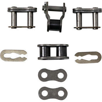The 428 Chain Repair Kit by Parts Unlimited contains connecting links, side plates, and retaining clips for chain repair and maintenance, all neatly organized on a white background.