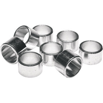 Eight shiny, metallic Clutch Roller Weights by Epi—plated for strength—are arranged in a scattered group on a white background.