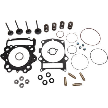 The Cylinder Head Service Kit by Kibblewhite includes gaskets, O-rings, valves, springs, screws, washers, and other small hardware—perfect for racing valve spring kits or cylinder head servicing—displayed on a white background.