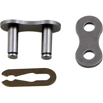 The 520 Drive Chain Clip Connecting Link by Parts Unlimited, made in Taiwan, features a plate with two pins, a matching flat plate with holes, and a small retaining clip—all shown on a white background.