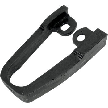 The Honda TRX Front Chain Slider Black by Moose Offroad is a U-shaped bracket with two flat ends, each with a circular hole for easy installation. Proudly made in the U.S.A., it’s a quality offroad hardware component.