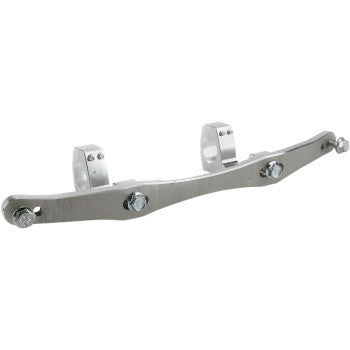 The Probend™ Hand Guard Hardware U-Clamp Renthal by Cycra is a CNC-machined aluminum bracket with four bolts and two raised clamps, designed for secure mounting, shown on a white background.