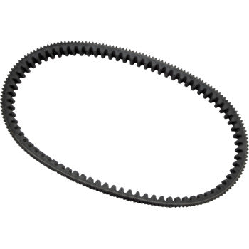 The Drive Belt by Epi is a black, oval-shaped double-cog belt with aramid cord and evenly spaced inner teeth, ideal for ATV UTV machinery and automotive engines.
