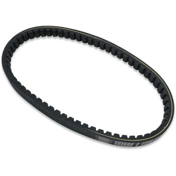 The T.C. Belt by Comet is a black, oval-shaped rubber timing belt for ATV and TAV2 systems, featuring evenly spaced inner teeth and a smooth outer surface, displayed against a white background.