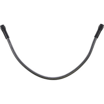 The KARBONFIBR Brake Line 15" by Magnum Shielding is shown bent into a U-shape, featuring black fittings on both ends, set against a white background.