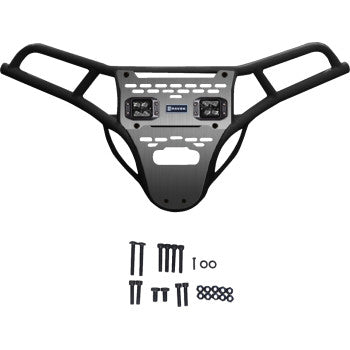 Polaris RZR XP 1000 Front Bumper Skid Plate with White Lights Black by Ravek