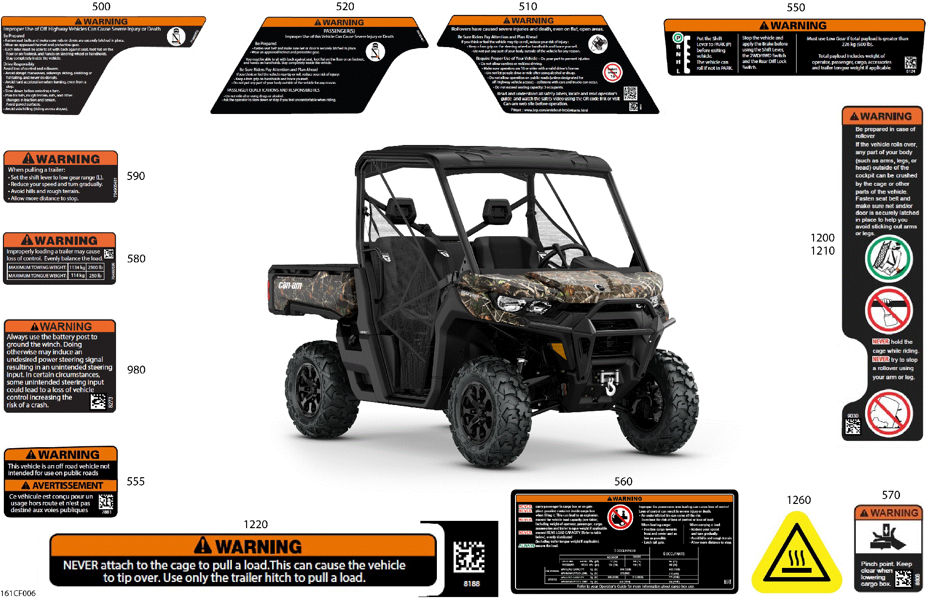 An Image of a Genuine Can-Am Parts Schematic Diagram showing the schematic - BODY - WARNING DECALS