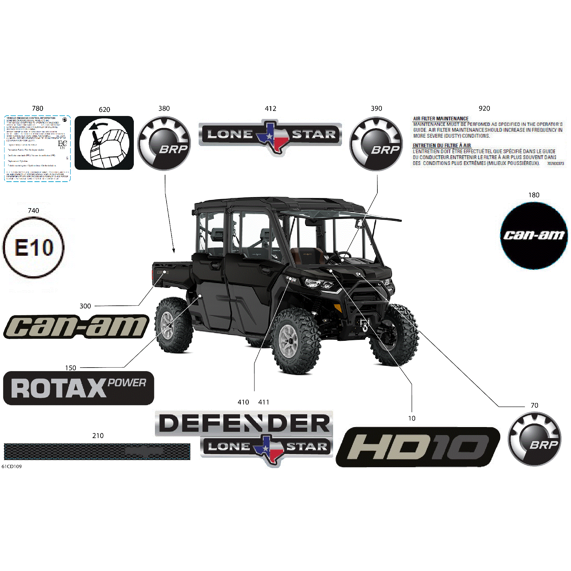 An Image of a Genuine Can-Am Parts Schematic Diagram showing the schematic - BODY - DECALS