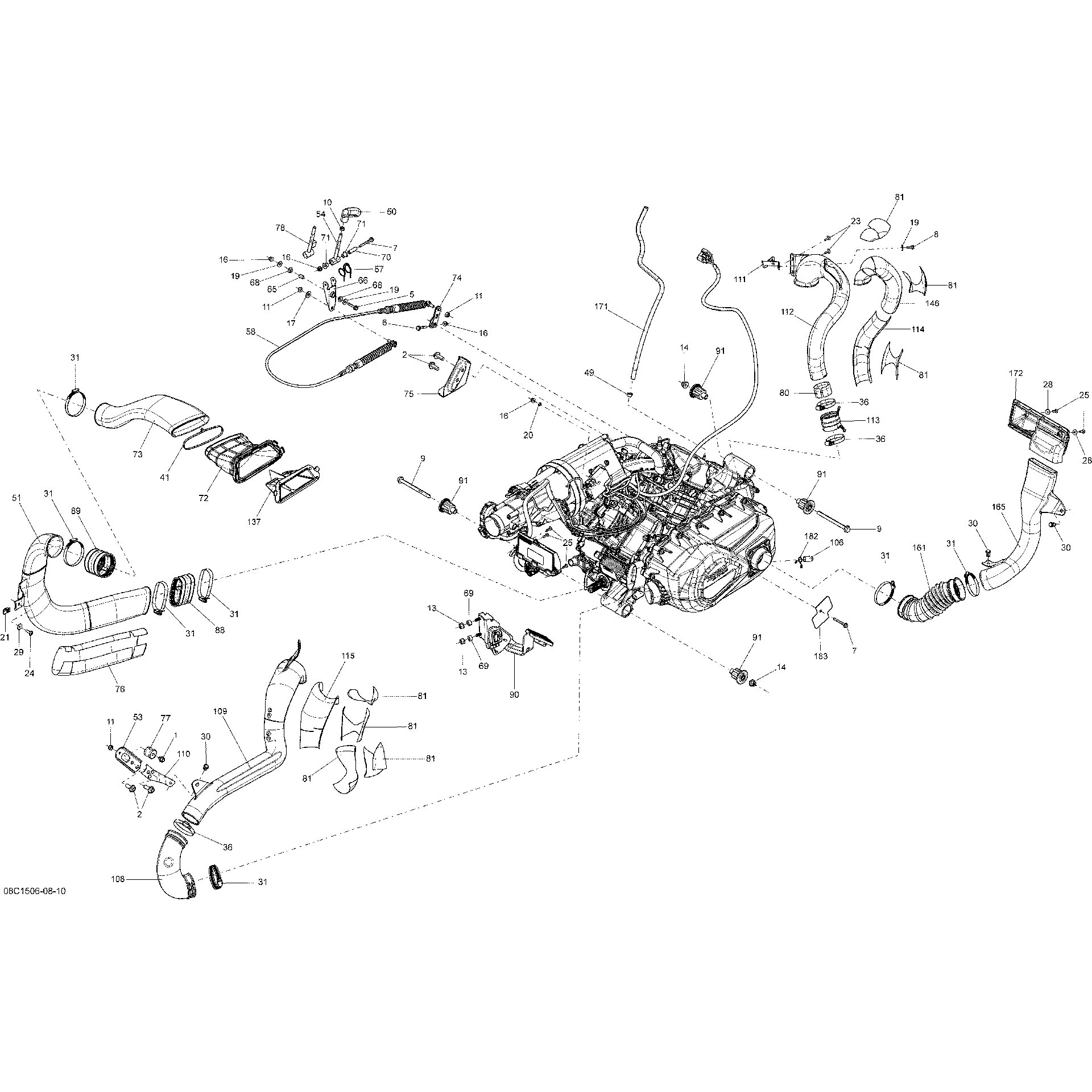 An Image of a Genuine Can-Am Parts Schematic Diagram showing the schematic - ENGINE _08C1511