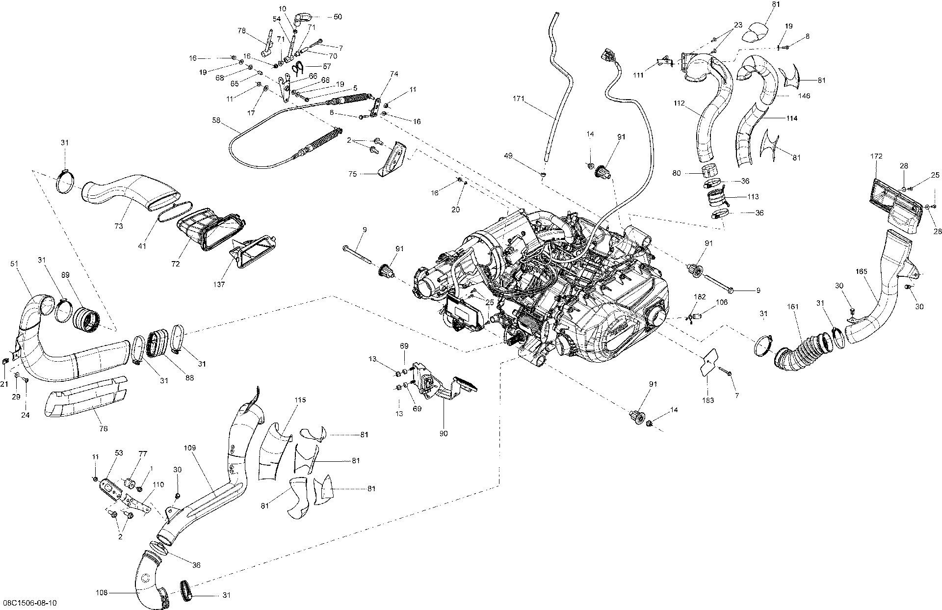 An Image of a Genuine Can-Am Parts Schematic Diagram showing the schematic - ENGINE _08C1510