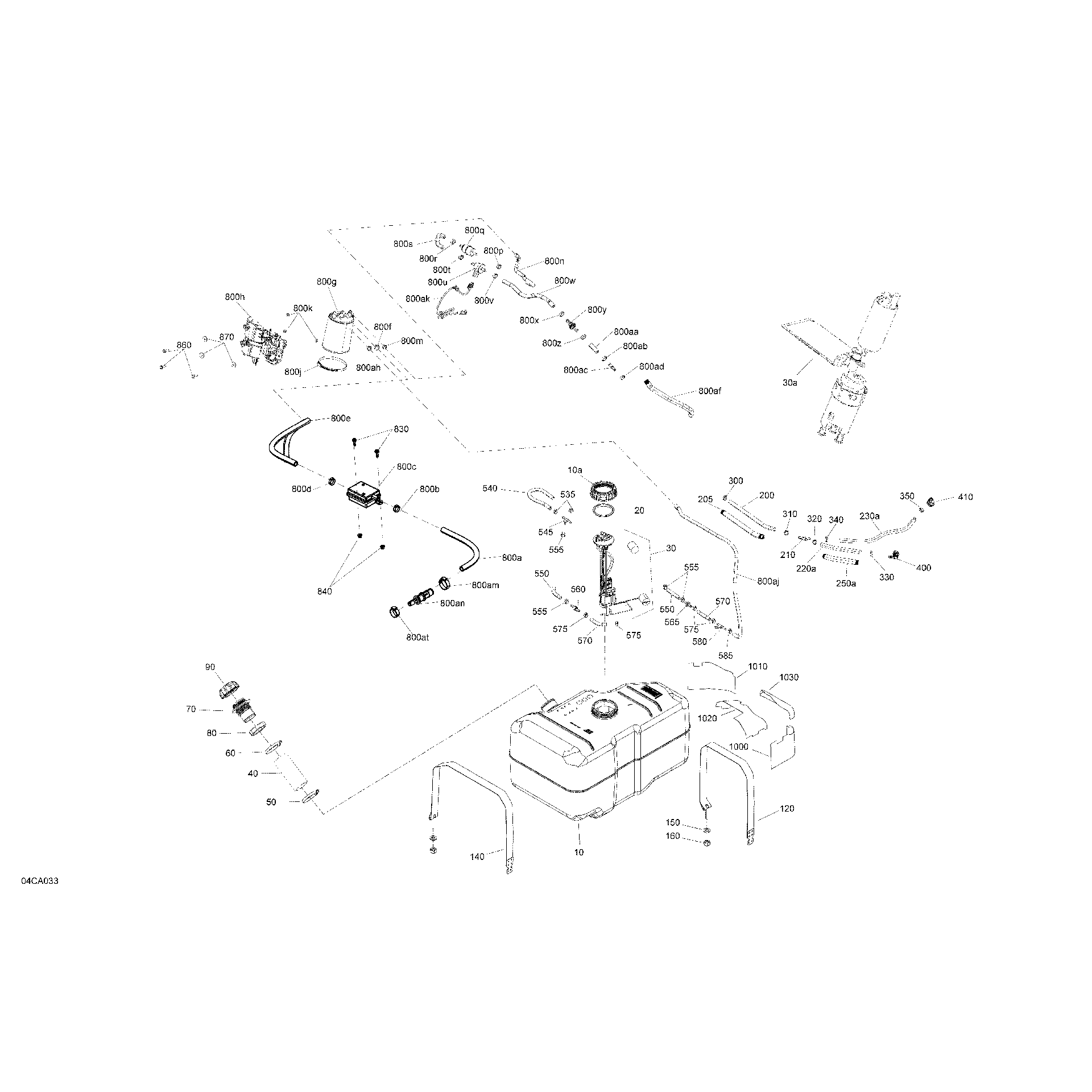 An Image of a Genuine Can-Am Parts Schematic Diagram showing the schematic - ENGINE - FUEL - EVAP SYSTEM