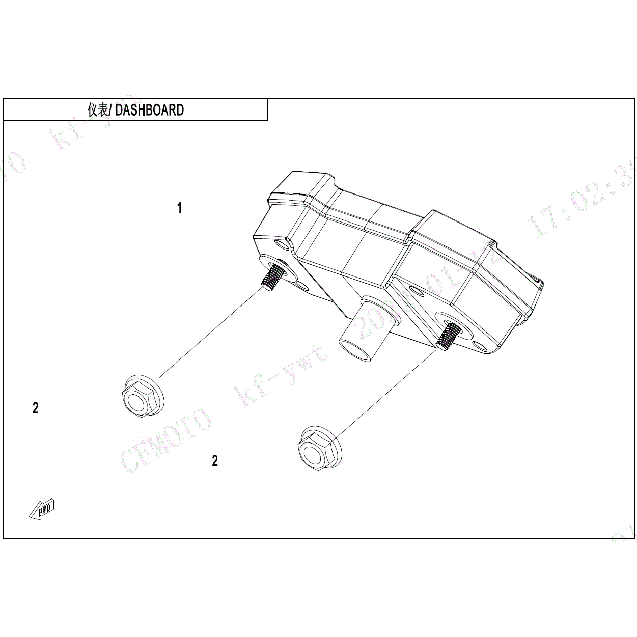 An Image of a genuine CFMOTO Parts Schematic Diagram showing the group - DASHBOARD - 2025 CFMOTO CFORCE 400