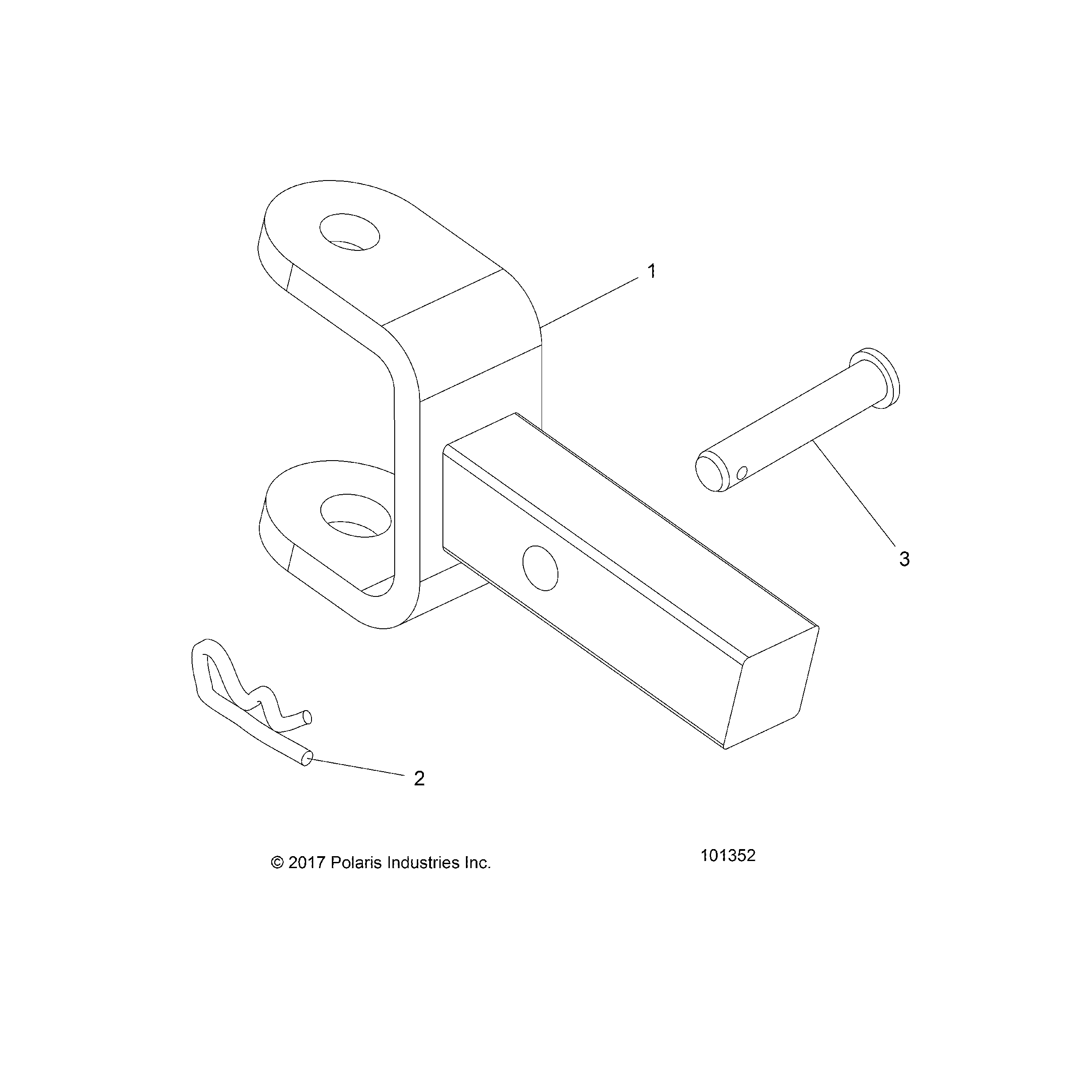 An Image of a Genuine Polaris Parts Schematic Diagram showing the schematic - CHASSIS: HITCH - 2019 POLARIS SPORTSMAN 570 EFI