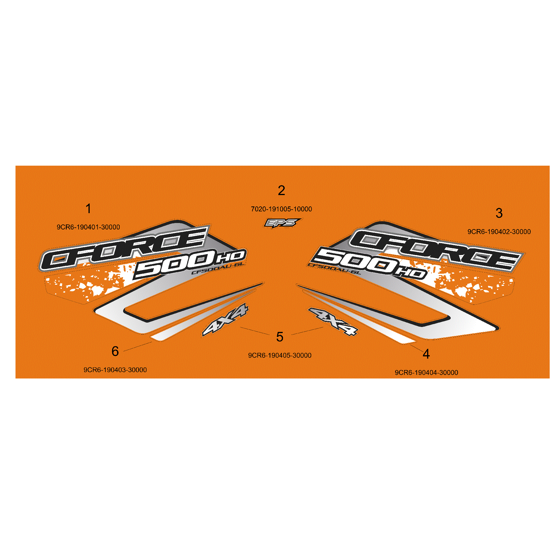 An Image of a genuine CFMOTO Parts Schematic Diagram showing the group - Orange - 2016 CFMOTO CFORCE 500 HO