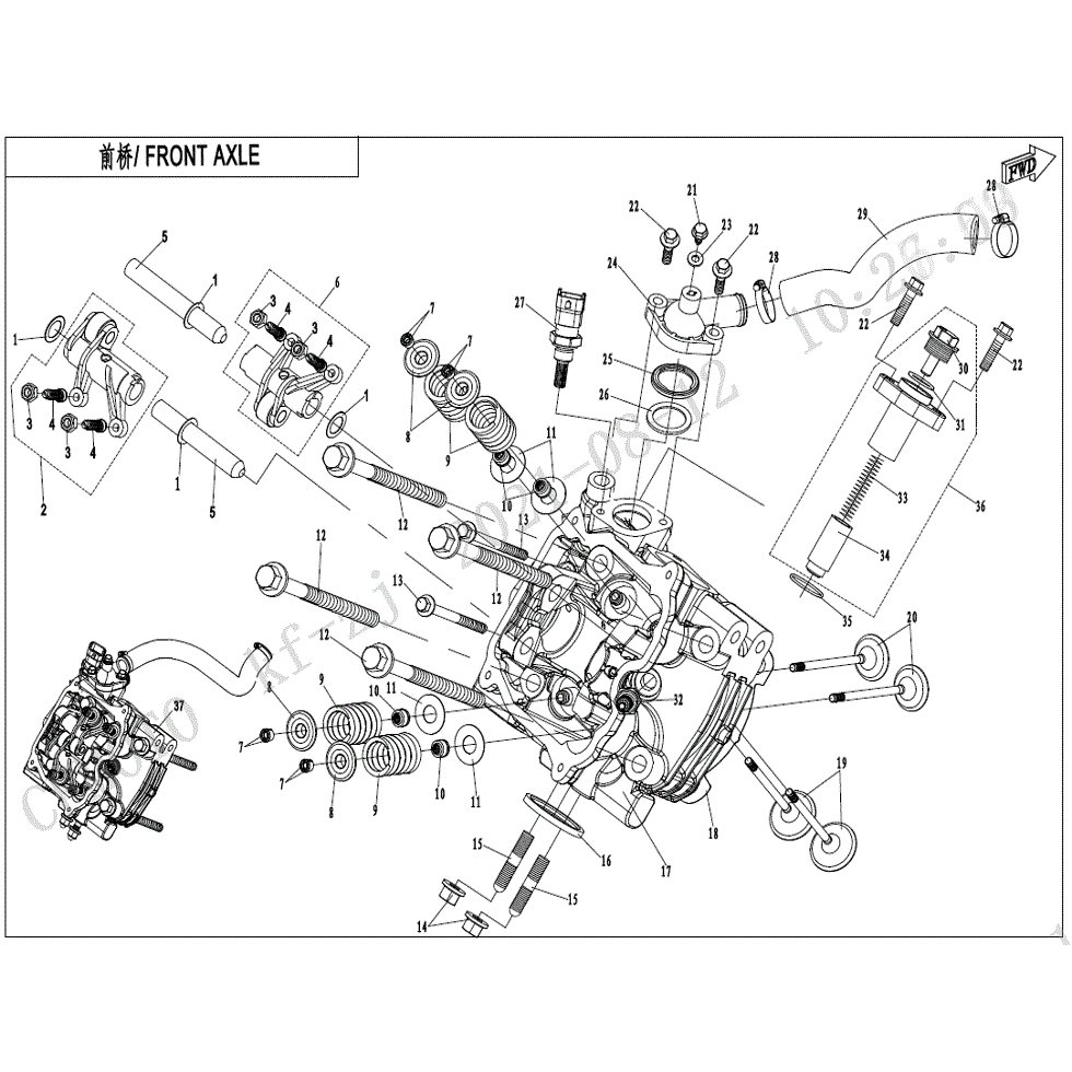 An Image of a Genuine CFMOTO Parts Schematic Diagram showing the schematic - CYLINDER HEAD (1) ASSY. - 2022 CFMOTO ZFORCE 800 Trail