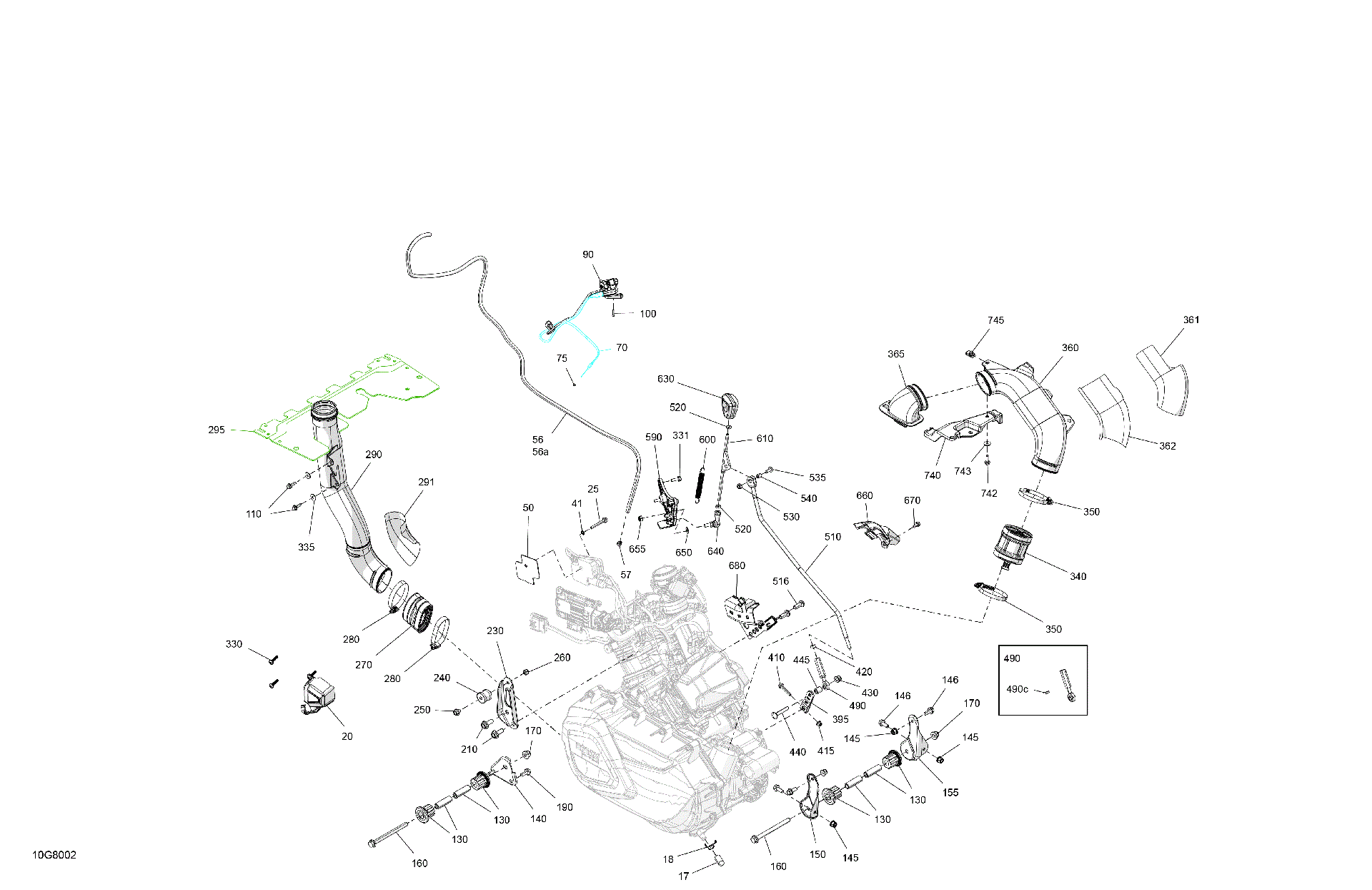 An Image of a Genuine Can-Am Parts Schematic Diagram showing the schematic - ENGINE - SYSTEM