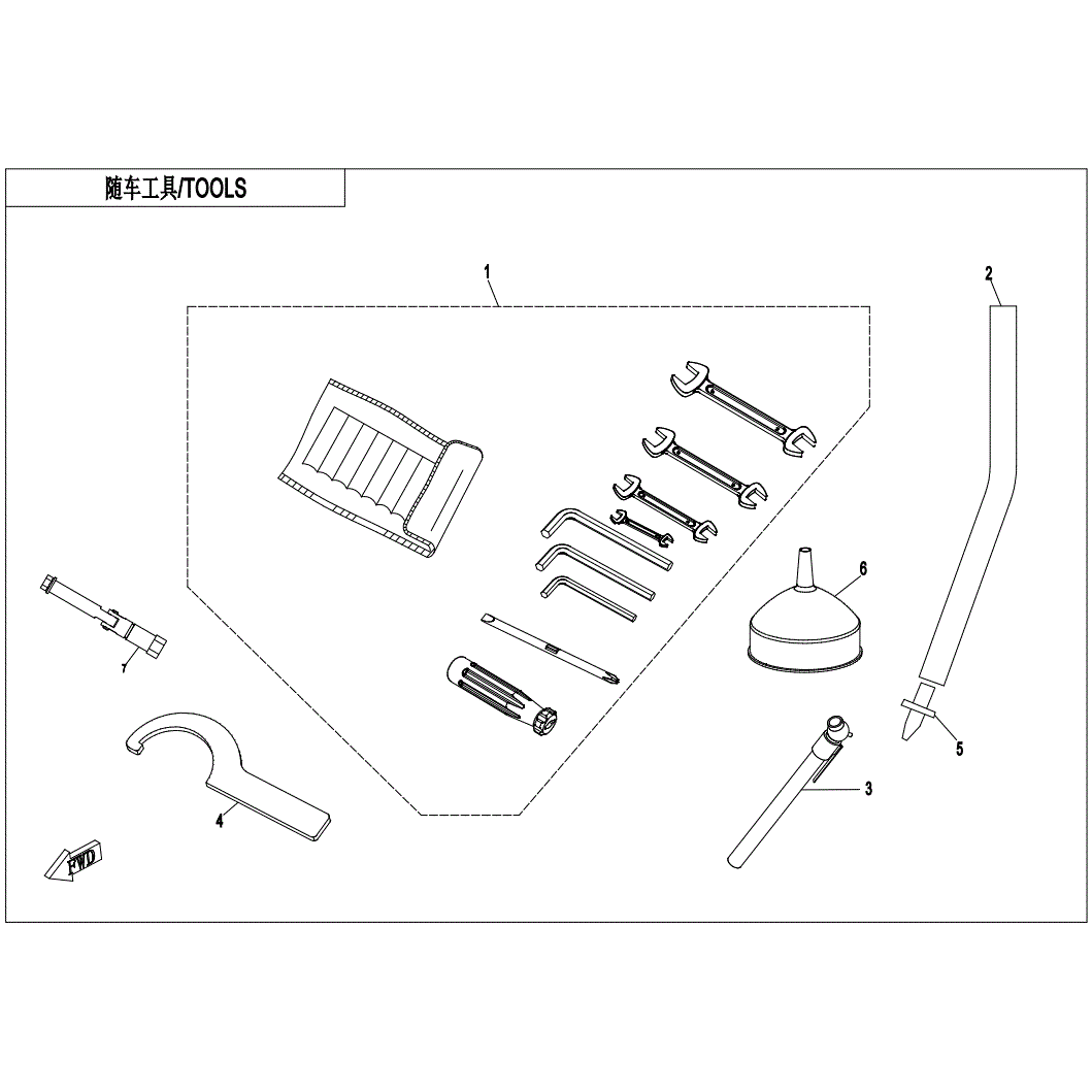 An Image of a Genuine CFMOTO Parts Schematic Diagram showing the schematic - TOOLS - 2021 CFMOTO UFORCE 1000