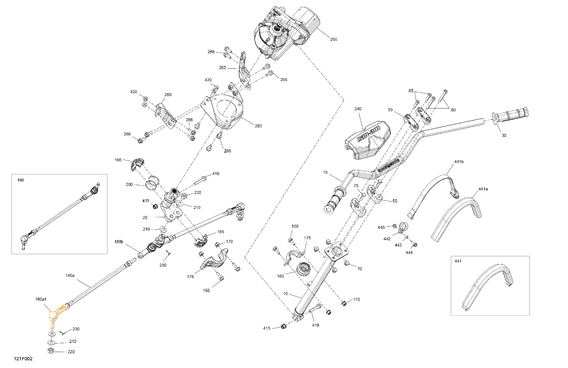 An Image of a Genuine Can-Am Parts Schematic Diagram showing the schematic - MECHANIC - STEERING