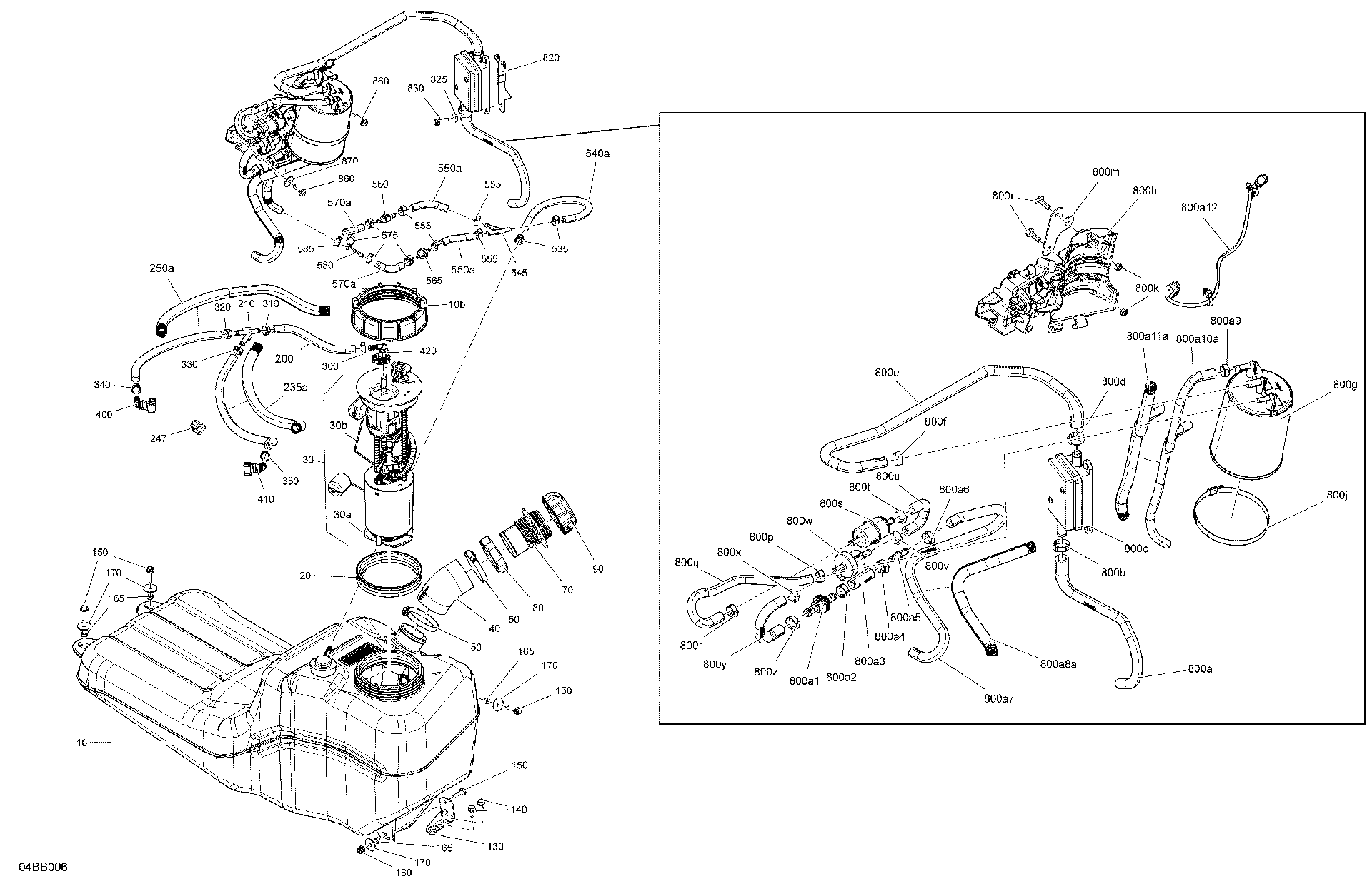 An Image of a Genuine Can-Am Parts Schematic Diagram showing the schematic - ENGINE - FUEL - EVAP