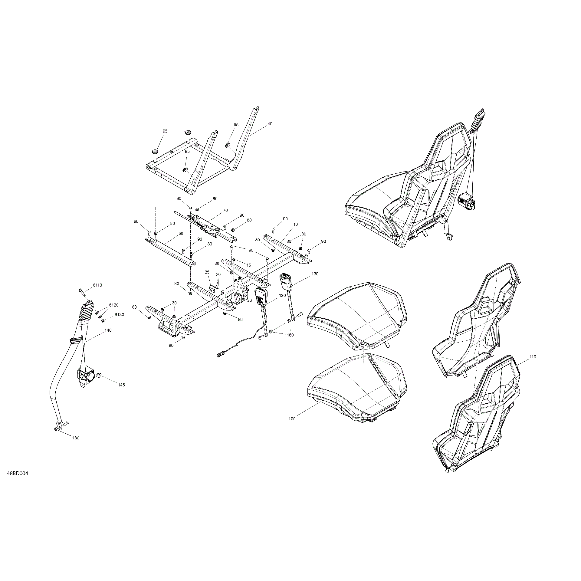 An Image of a Genuine Can-Am Parts Schematic Diagram showing the schematic - BODY - SEAT