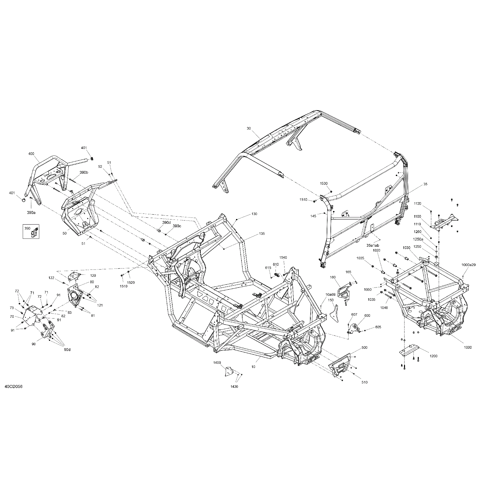 An Image of a Genuine Can-Am Parts Schematic Diagram showing the schematic - FRAME - SYSTEM