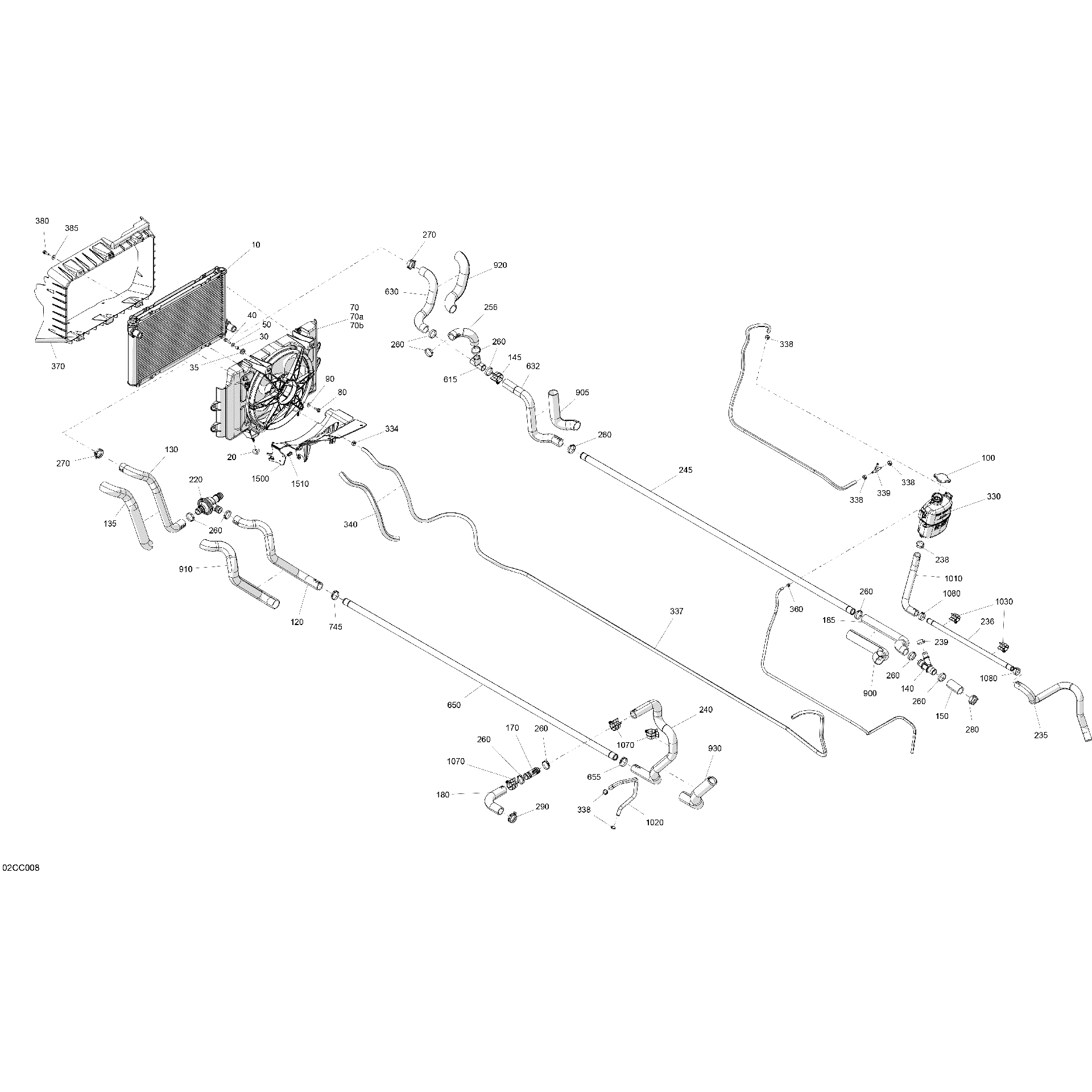 An Image of a Genuine Can-Am Parts Schematic Diagram showing the schematic - ENGINE - COOLING