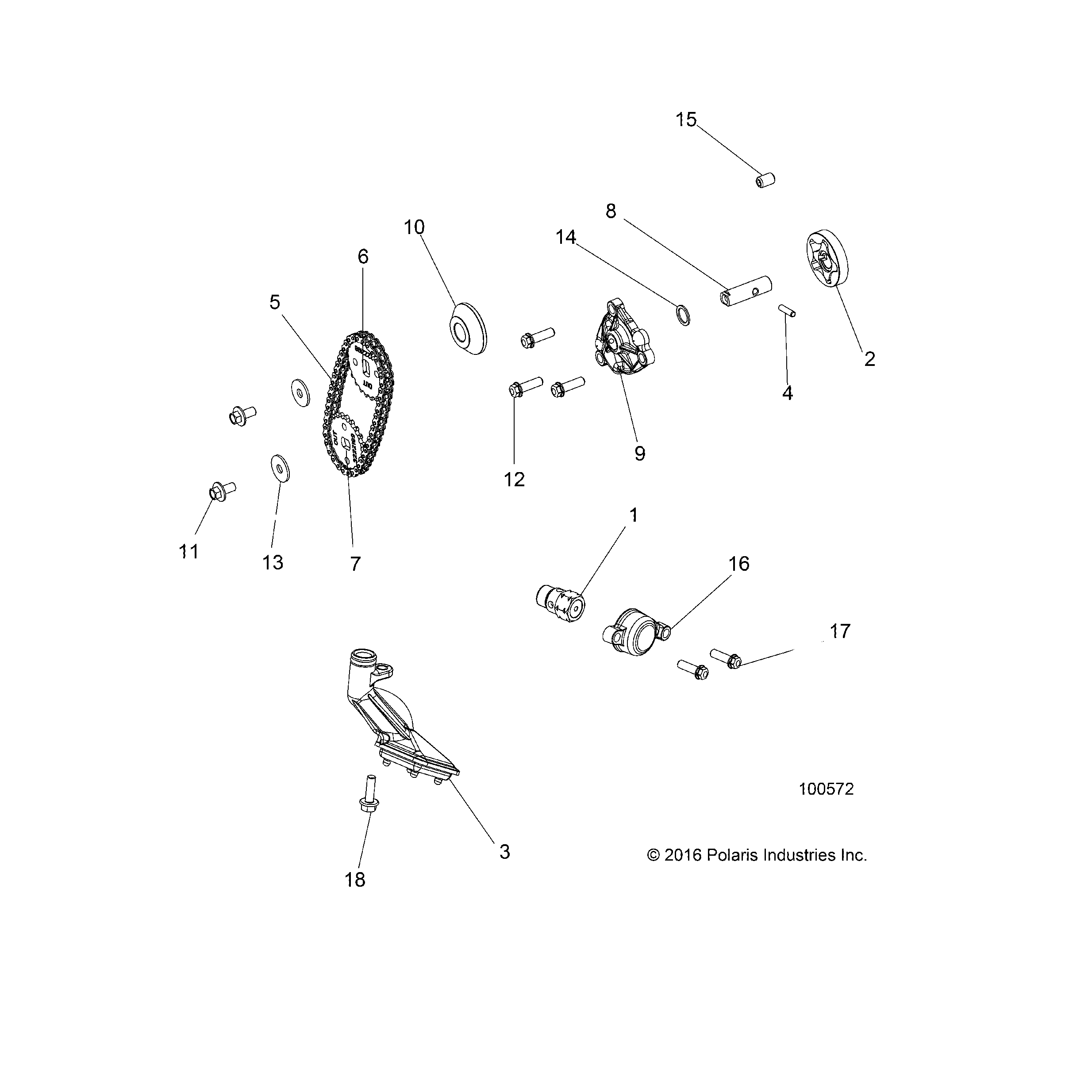 An Image of a Genuine Polaris Parts Schematic Diagram showing the schematic - ENGINE: OIL PUMP - 2018 POLARIS SPORTSMAN 450 HO