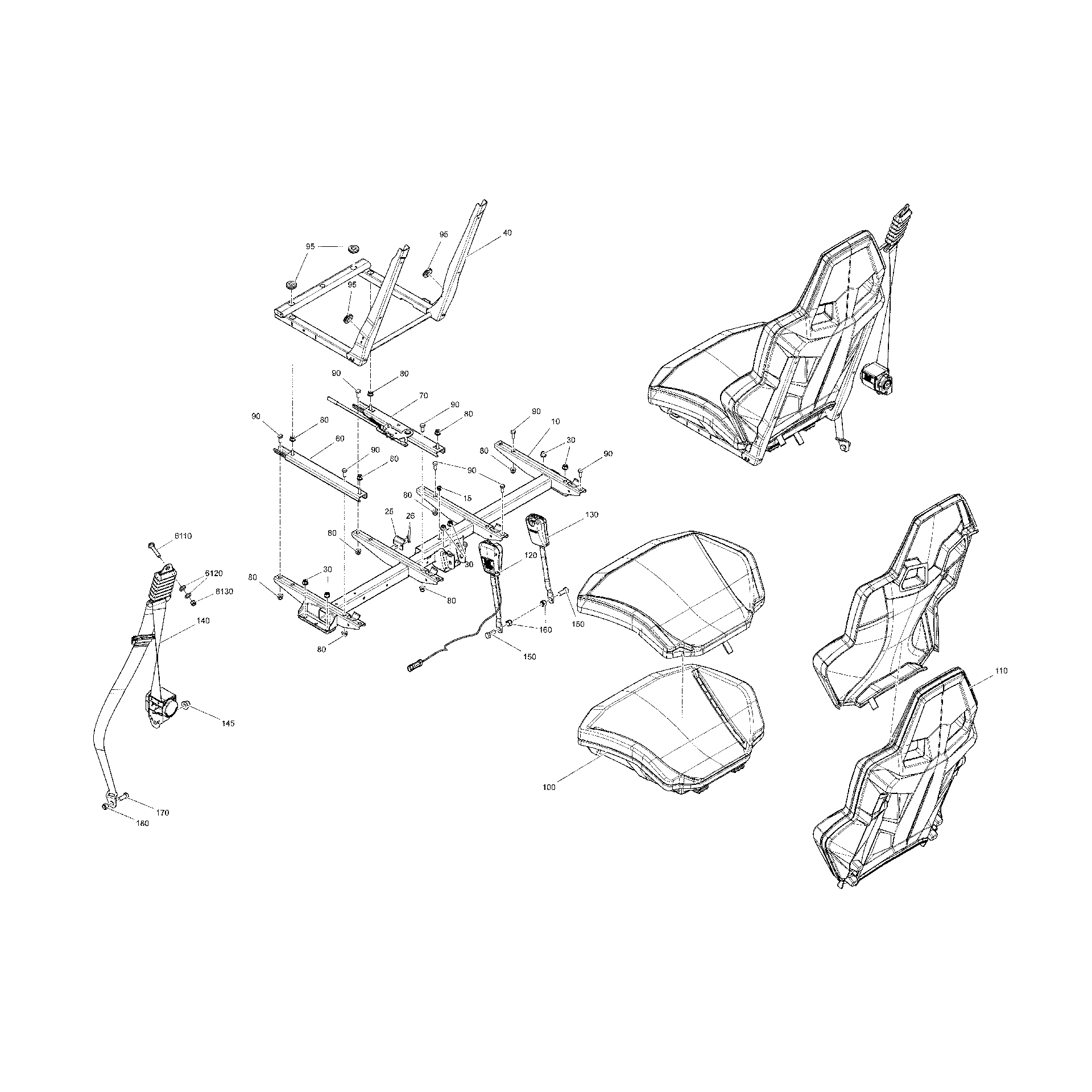 An Image of a Genuine Can-Am Parts Schematic Diagram showing the schematic - BODY - SEAT