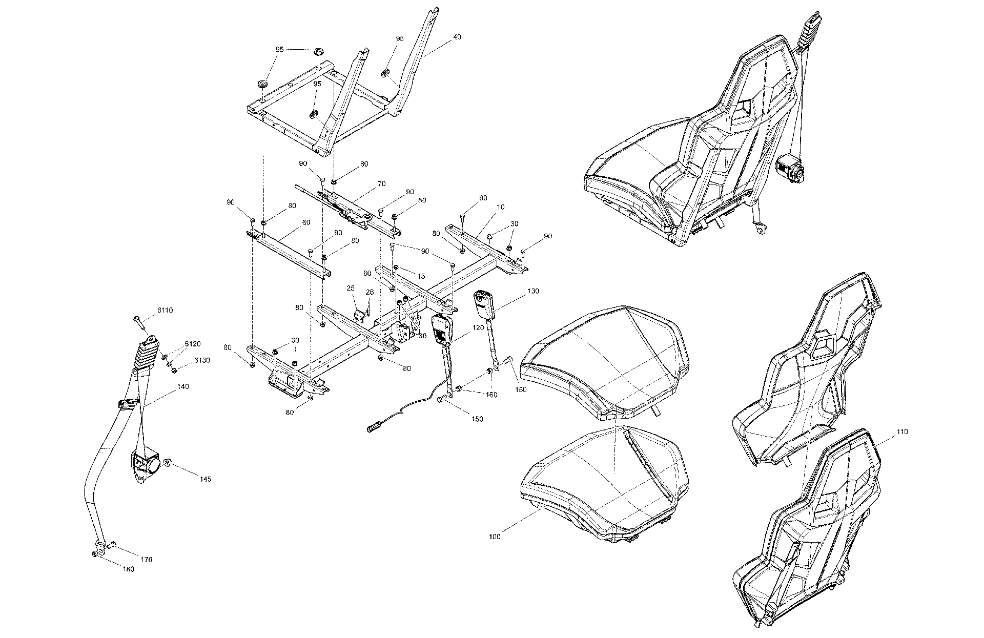 An Image of a Genuine Can-Am Parts Schematic Diagram showing the schematic - BODY - SEAT