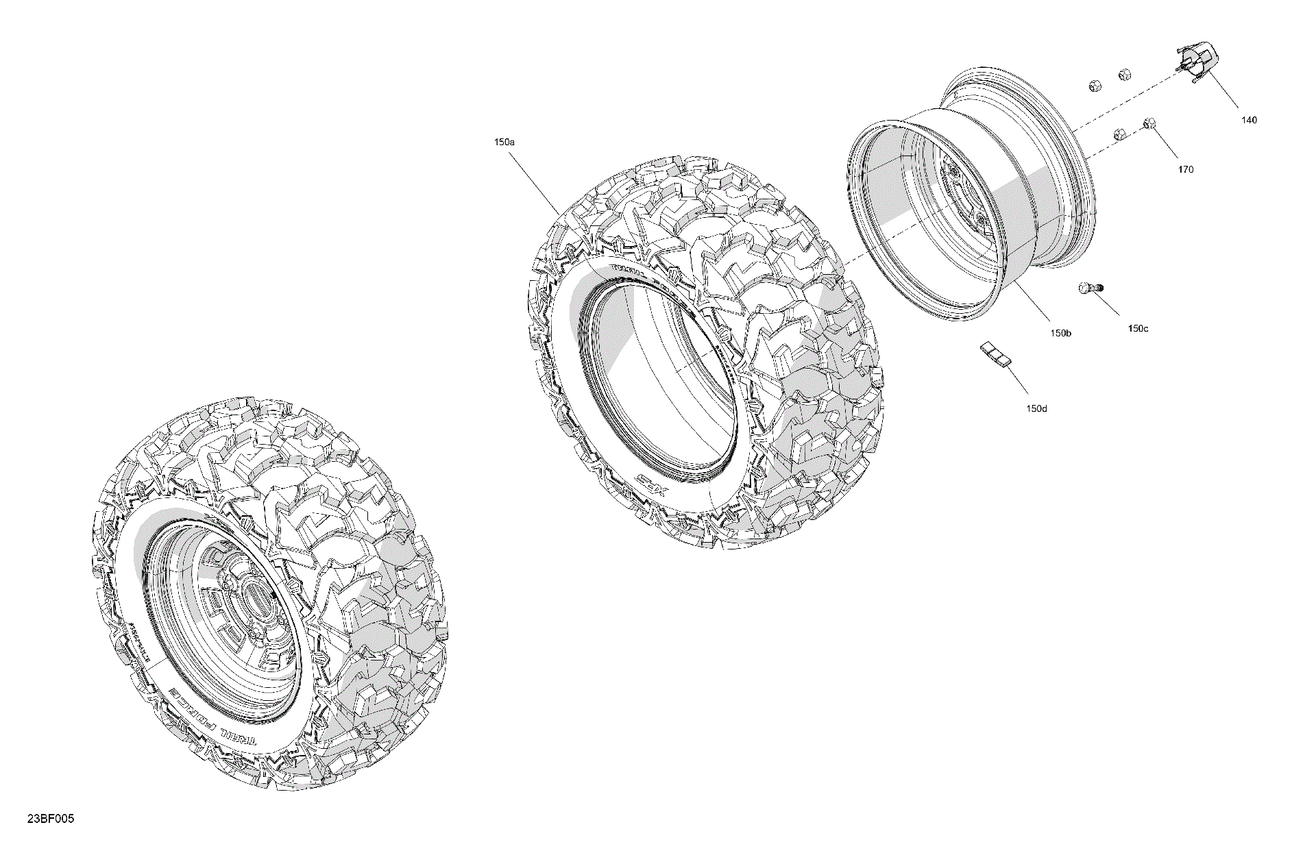 An Image of a Genuine Can-Am Parts Schematic Diagram showing the schematic - DRIVE - REAR WHEELS