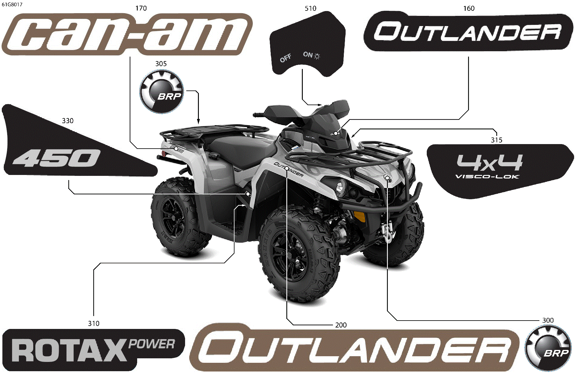 An Image of a Genuine Can-Am Parts Schematic Diagram showing the schematic - BODY - FEATURE DECALS