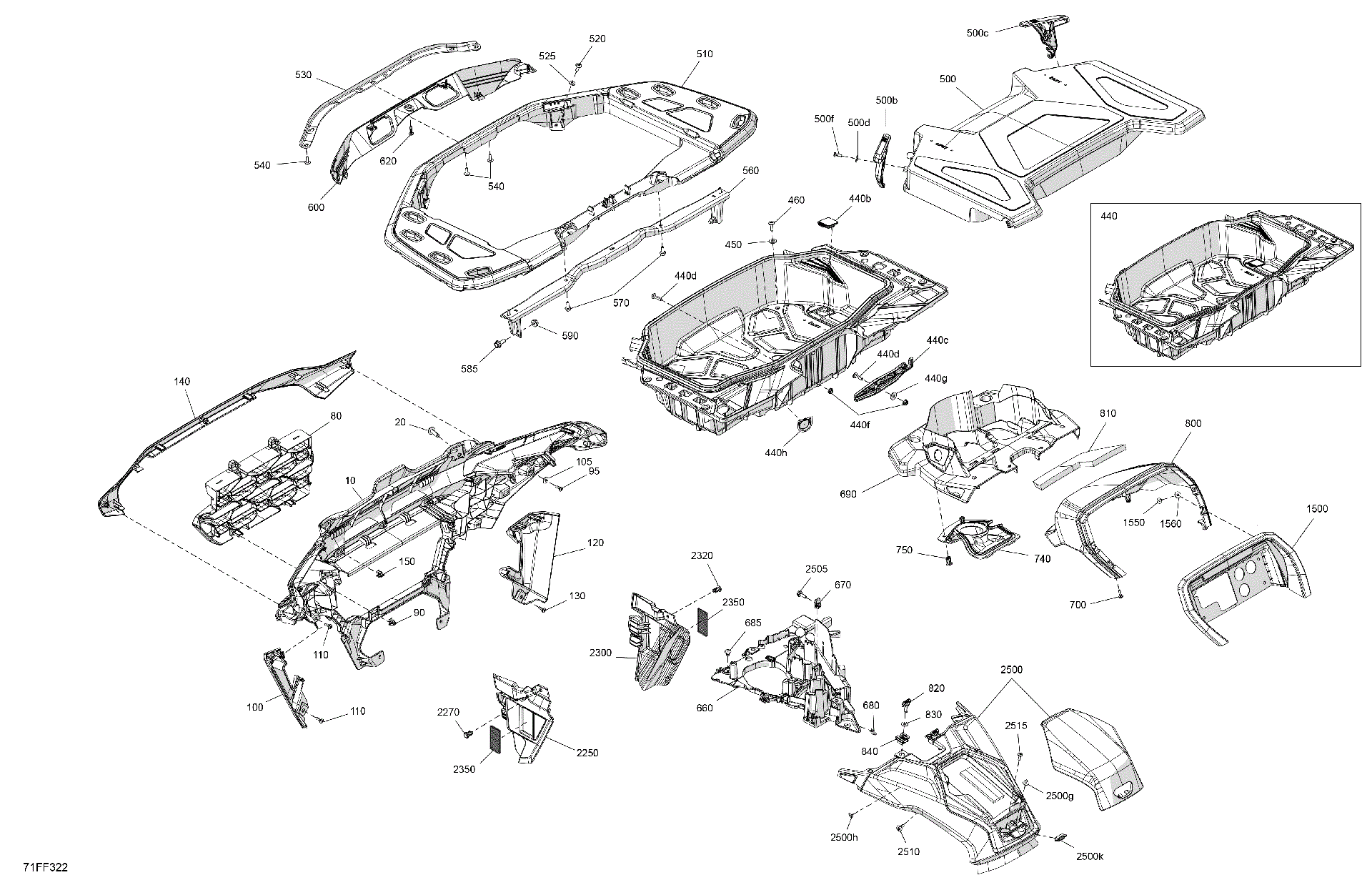 An Image of a Genuine Can-Am Parts Schematic Diagram showing the schematic - BODY - FRONT SECTION